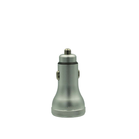 Silver car charger on a white background