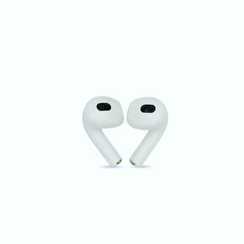White wireless earbuds on a white background