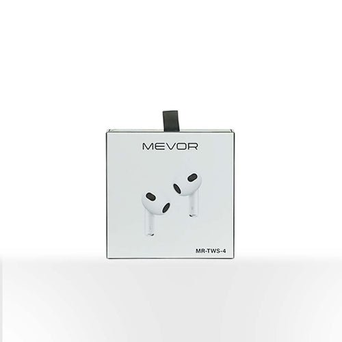 MEVOR wireless earbuds packaging on a white background