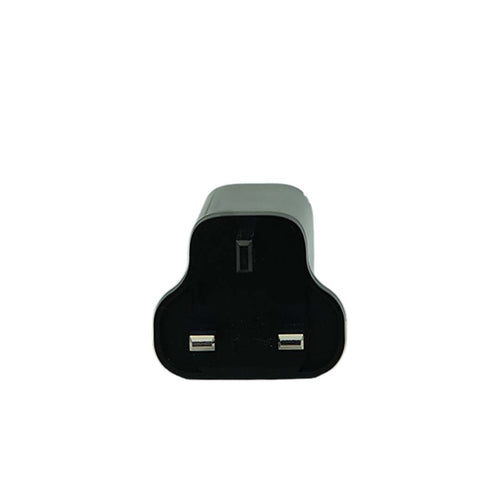 Black charger adapter on a white background