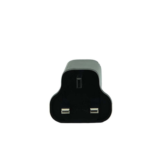 Black charger adapter on a white background
