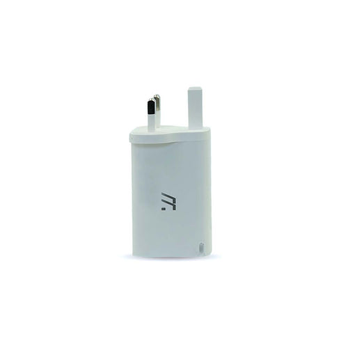 White charging adapter on a white background