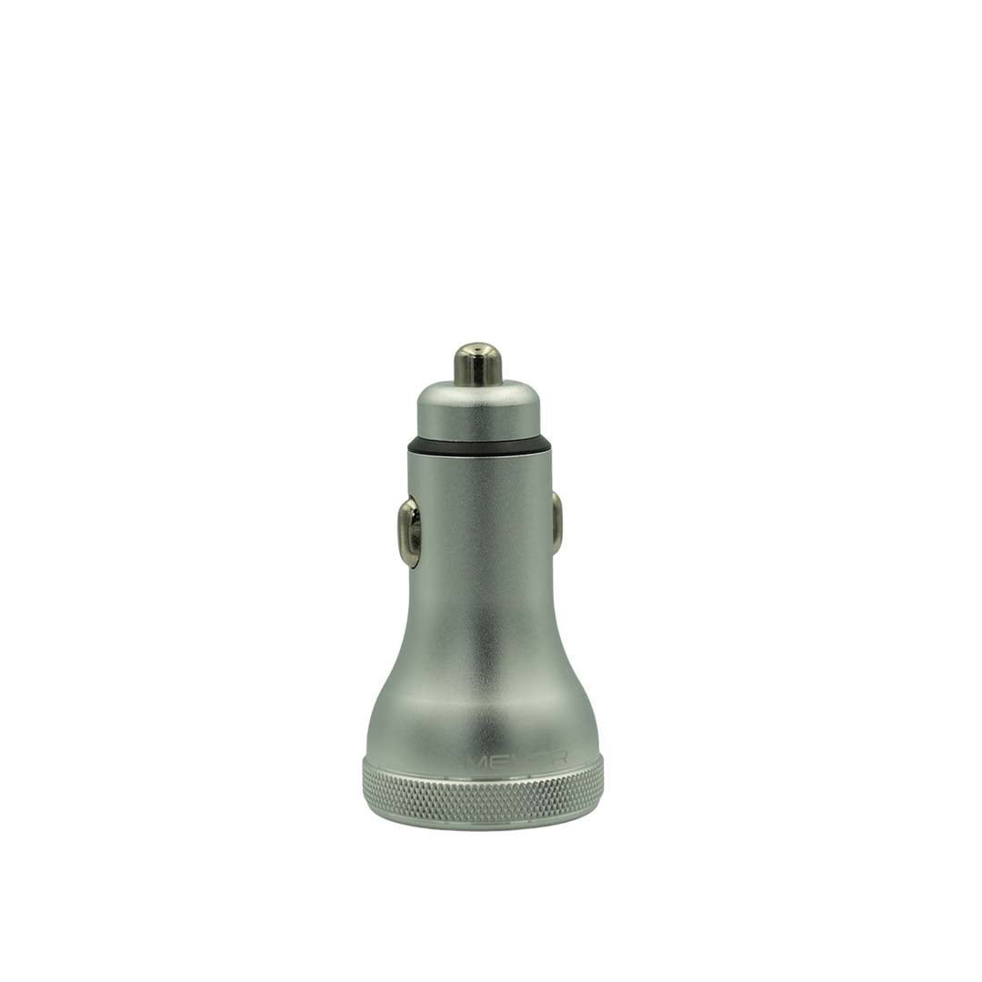 Silver car charger on a white background