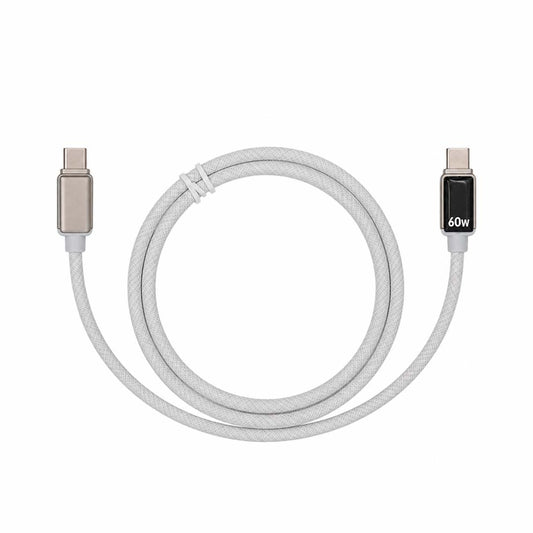 White charging cable with USB-C connectors on a white background