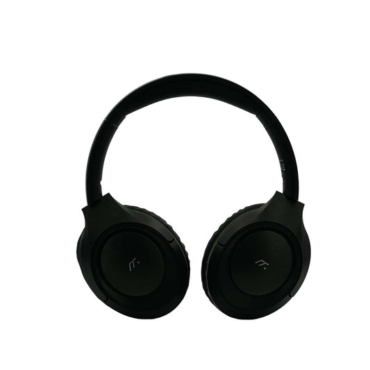 Black headphones on a white background