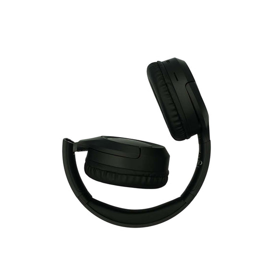 Black headphones on a white background