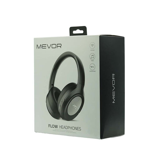 MEVOR Flow Headphones packaging on a white background