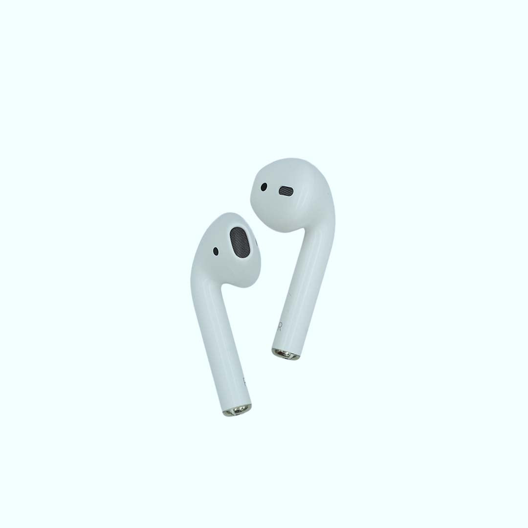 White wireless earbuds on a white background