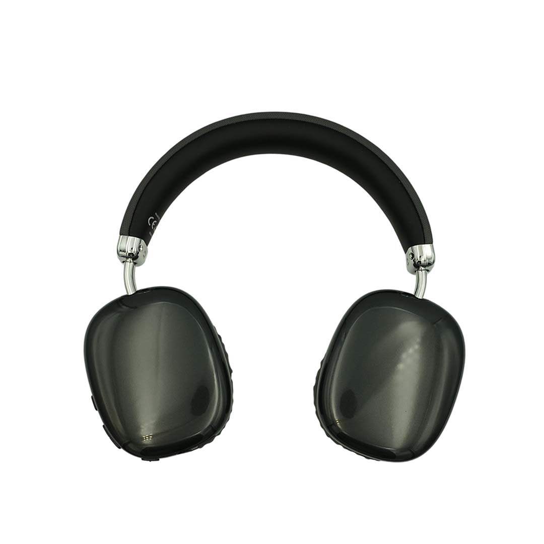 Black over-ear headphones on a white background