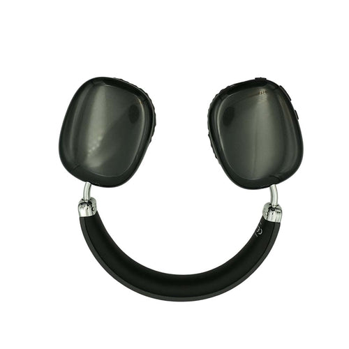 Black and silver headrest cover on a white background
