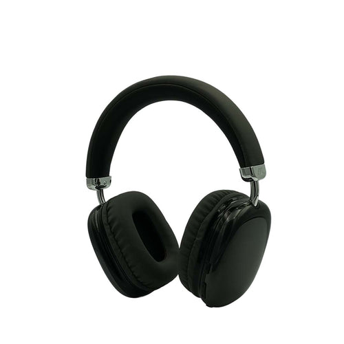 Black headphones on a white background