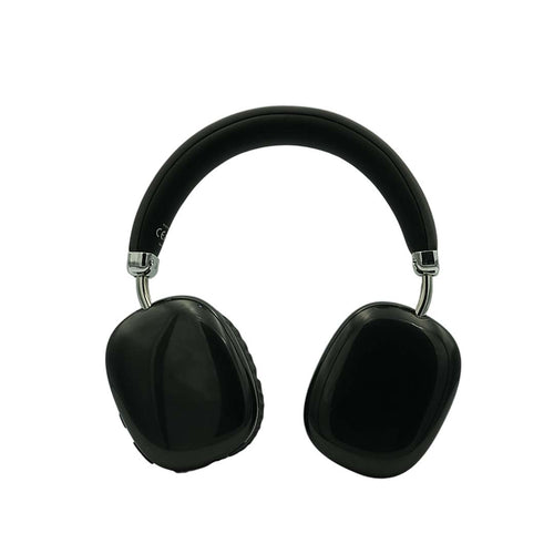 Black headphones on a white background