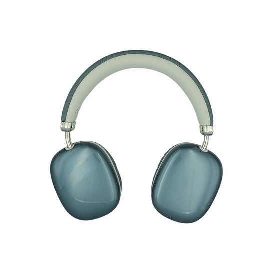 Pair of blue headphones on a white background