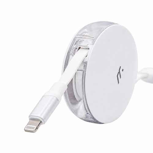 White charging cable with connector on a white background