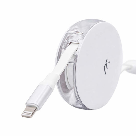 White charging cable with connector on a white background