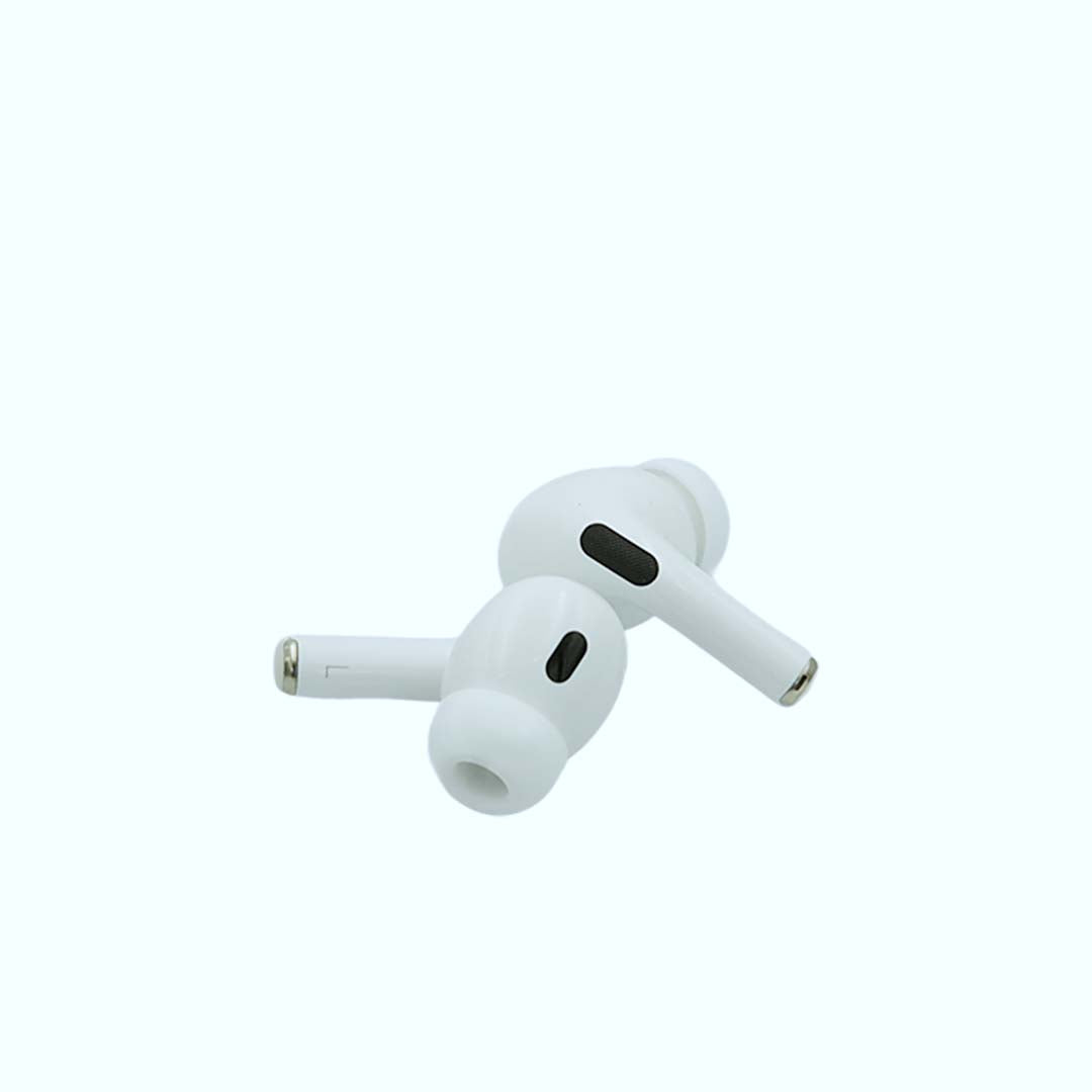 White wireless earbuds on a white background