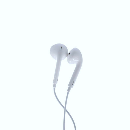 White earphones on a white background