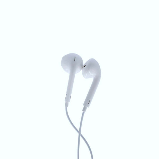 White earphones on a white background