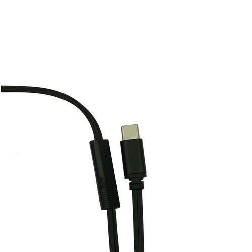 Black USB-C cable on a white background