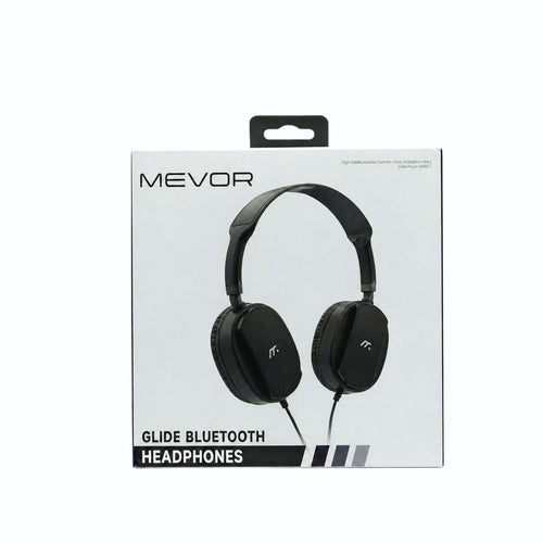 Packaging of MEVOR Glide Bluetooth Headphones on a white background