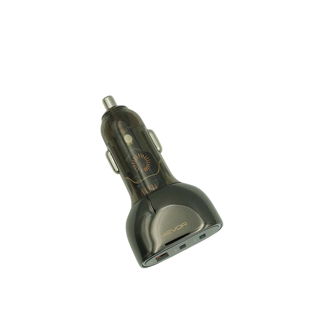 Car charger with multiple ports on a white background