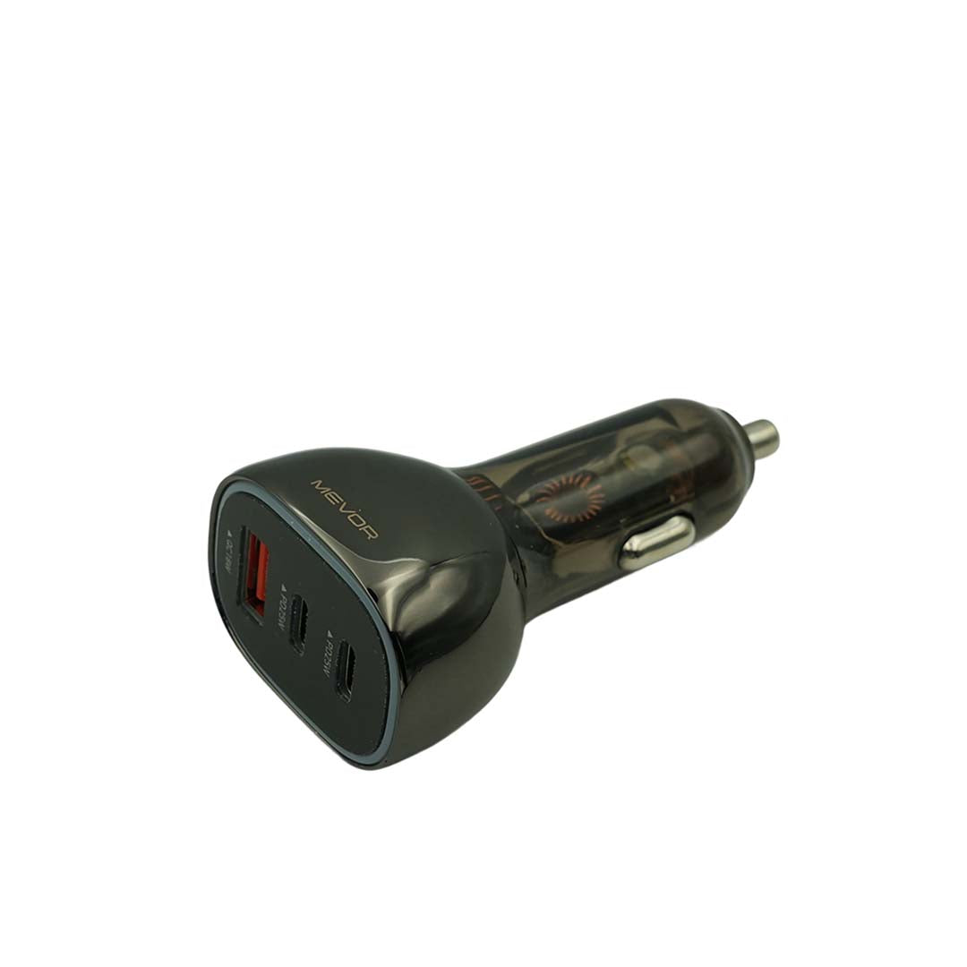 Car charger with multiple ports on a white background