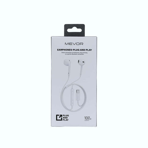 MEVOR earphones packaging on a white background